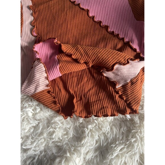 Wild Fable striped ribbed Top lettuce hem ruffle size S Retro Y2K - Picture 2 of 7
